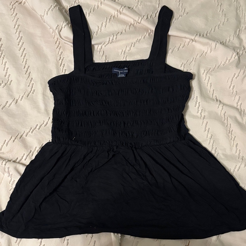 Small American Eagle Black Ruffle  Women's Top